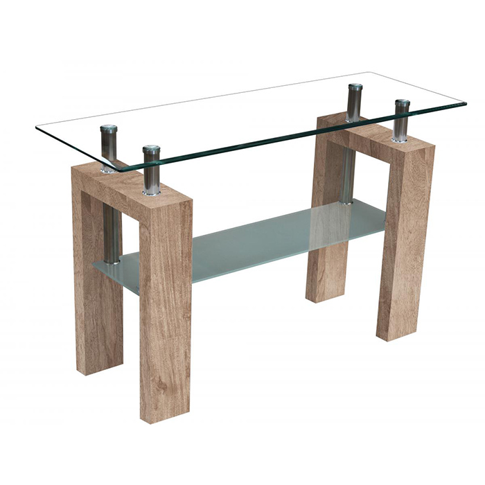 Telford Glass Top Console Table In Natural